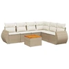 Image de vidaXL Ensemble de salon de jardin 7 pièces avec coussins Beige Poly Rattan