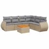 Image de vidaXL Ensemble de salon de jardin 7 pièces avec coussins Beige Poly Rattan