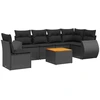Image de vidaXL Ensemble de salon de jardin 7 pièces avec coussins noir poly rotin