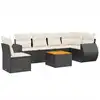Image de vidaXL Ensemble de salon de jardin 7 pièces avec coussins noir poly rotin