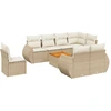 Image de vidaXL Ensemble de salon de jardin 9 pièces avec coussins beige Poly rotin