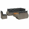 Image de vidaXL Ensemble de salon de jardin 9 pièces avec coussins Gris Poly rotin