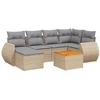 Image de vidaXL Ensemble de salon de jardin 7 pièces avec coussins Beige Poly Rattan