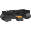 Image de vidaXL Ensemble de jardin canapé 8 pièces avec coussins noir poly rotin