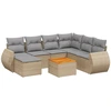 Image de vidaXL Ensemble de jardin canapé 8 pièces avec coussins Beige Poly Rattan