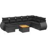 Image de vidaXL Ensemble de salon de jardin 9 pièces avec coussins noir poly rotin