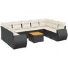 Image de vidaXL Ensemble de 10 canapés de jardin avec coussins noir poly rotin