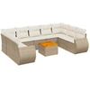 Image de vidaXL Ensemble de salon de jardin 10 pièces avec coussins Beige Poly Rattan