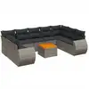 Image de vidaXL Ensemble de salon de jardin 10 pièces avec coussins Gris Poly Rattan