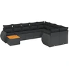 Image de vidaXL Ensemble de 10 canapés de jardin avec coussins noir poly rotin