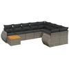 Image de vidaXL Ensemble de salon de jardin 10 pièces avec coussins Gris Poly Rattan