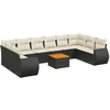 Image de vidaXL Ensemble de salon de jardin 11 pièces avec coussins noir poly rotin