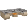 Image de vidaXL Ensemble de salon de jardin 11 pièces avec coussins Beige Poly Rattan