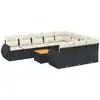 Image de vidaXL Ensemble de salon de jardin 11 pièces avec coussins noir poly rotin