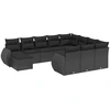 Image de vidaXL Ensemble de salon de jardin 11 pièces avec coussins noir poly rotin