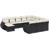 Image de vidaXL Ensemble de salon de jardin 11 pièces avec coussins noir poly rotin