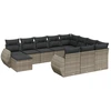 Image de vidaXL Ensemble de salon de jardin 11 pièces avec coussins Gris Poly rotin
