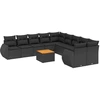 Image de vidaXL Ensemble de salon de jardin 11 pièces avec coussins noir poly rotin