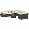 Image de vidaXL Ensemble de salon de jardin 11 pièces avec coussins noir poly rotin
