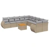 Image de vidaXL Ensemble de salon de jardin 11 pièces avec coussins Beige Poly Rattan