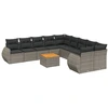 Image de vidaXL Ensemble de salon de jardin 11 pièces avec coussins Gris Poly rotin