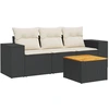 Image de vidaXL Ensemble de salon de jardin 4 pièces avec coussins noir poly rotin