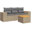 Image de vidaXL Ensemble de salon de jardin 4 pièces avec coussins Beige Poly Rattan