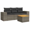 Image de vidaXL Ensemble de salon de jardin 4 pièces avec coussins Gris Poly rotin