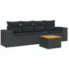 Image de vidaXL Ensemble de salon de jardin 5 pièces avec coussins noir poly rotin