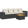 Image de vidaXL Ensemble de salon de jardin 5 pièces avec coussins noir poly rotin