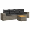 Image de vidaXL Ensemble de salon de jardin 5 pièces avec coussins Gris Poly rotin