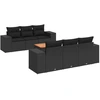 Image de vidaXL Ensemble de salon de jardin 7 pièces avec coussins noir poly rotin