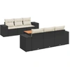Image de vidaXL Ensemble de salon de jardin 7 pièces avec coussins noir poly rotin