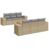 Image de vidaXL Ensemble de salon de jardin 7 pièces avec coussins Beige Poly Rattan