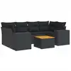 Image de vidaXL Ensemble de salon de jardin 7 pièces avec coussins noir poly rotin