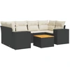 Image de vidaXL Ensemble de salon de jardin 7 pièces avec coussins noir poly rotin