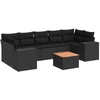 Image de vidaXL Ensemble de jardin canapé 8 pièces avec coussins noir poly rotin