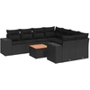 Image de vidaXL Ensemble de salon de jardin 9 pièces avec coussins noir poly rotin