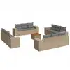 Image de vidaXL Ensemble de 13 canapés de jardin avec coussins Beige Poly Rattan