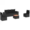 Image de vidaXL Ensemble de salon de jardin 6 pièces avec coussins noir poly rotin