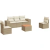 Image de vidaXL Ensemble de salon de jardin 6 pièces avec coussins Beige Poly Rattan