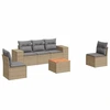 Image de vidaXL Ensemble de salon de jardin 6 pièces avec coussins Beige Poly Rattan