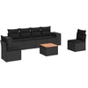 Image de vidaXL Ensemble de salon de jardin 7 pièces avec coussins noir poly rotin