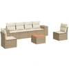 Image de vidaXL Ensemble de salon de jardin 7 pièces avec coussins Beige Poly Rattan