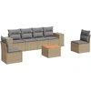 Image de vidaXL Ensemble de salon de jardin 7 pièces avec coussins Beige Poly Rattan