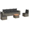 Image de vidaXL Ensemble de salon de jardin 7 pièces avec coussins Gris Poly rotin
