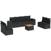 Image de vidaXL Ensemble de salon de jardin 9 pièces avec coussins noir poly rotin