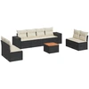 Image de vidaXL Ensemble de salon de jardin 9 pièces avec coussins noir poly rotin