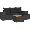 Image de vidaXL Ensemble de salon de jardin 5 pièces avec coussins noir poly rotin