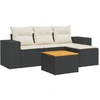 Image de vidaXL Ensemble de salon de jardin 5 pièces avec coussins noir poly rotin